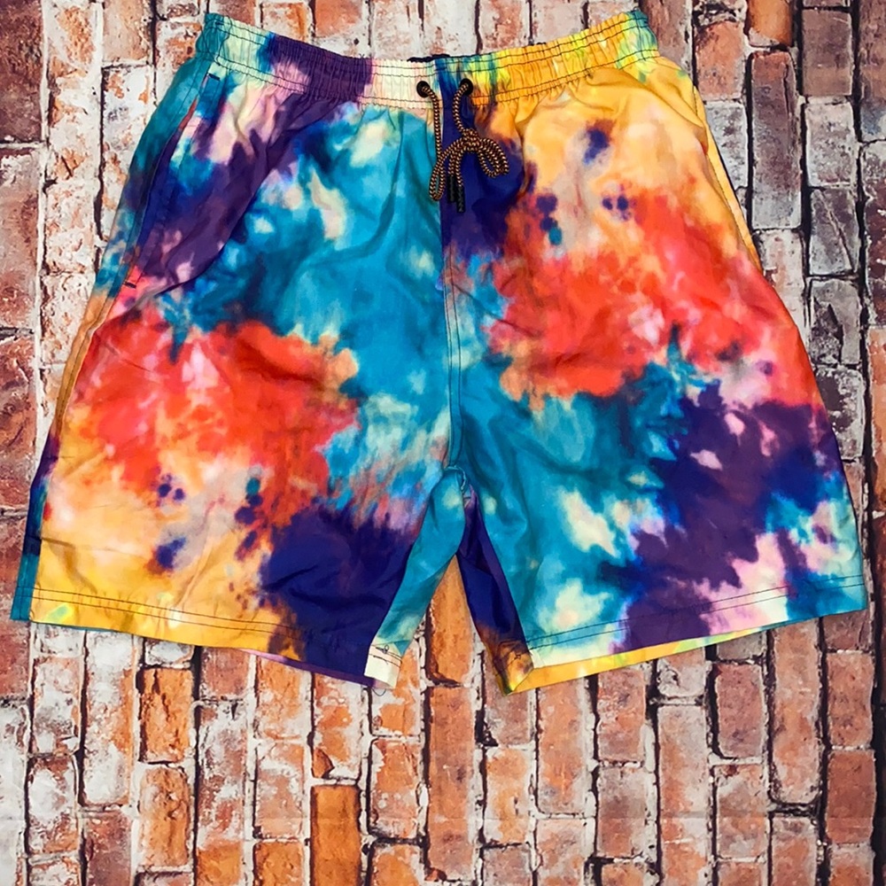 Broken Thread Size Small Multicolor rainbow swimming trunks